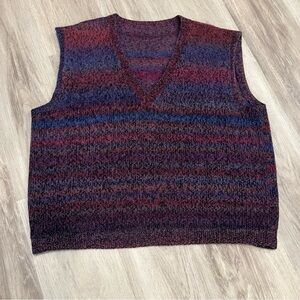 Men's Multicolor Wool Sweater Vest Vintage Grandpa
